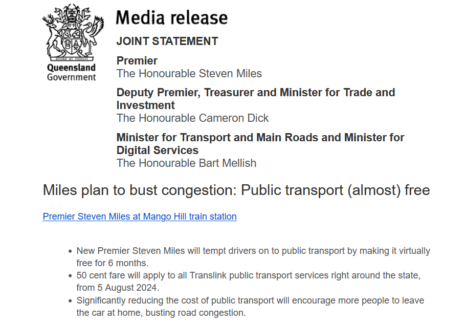 QLD public transport fares dropping to 50 cents: Make it free you cowards!
